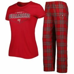 Flash Sale β Women's Concepts Sport Red/Pewter Tampa Bay Buccaneers Badge T-Shirt & Pants Sleep Set β€οΈ