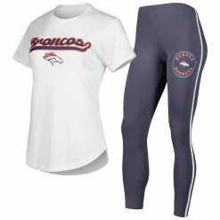 Budget 😀 Women's Concepts Sport White/Charcoal Denver Broncos Sonata T-Shirt & Leggings Sleep Set 🎉