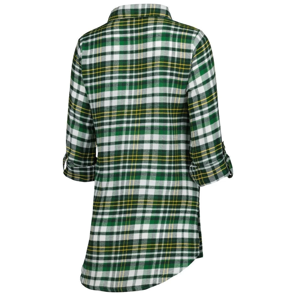 Outlet π€© Women's Concepts Sport Green/Gold Green Bay Packers Mainstay Flannel Full-Button Long Sleeve Nightshirt π€© - Image 4