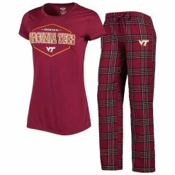 Best reviews of 🌟 Women's Concepts Sport Maroon/Black Virginia Tech Hokies Badge T-Shirt & Flannel Pants Sleep Set 🎉