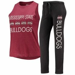 Outlet β Women's Concepts Sport Black/Maroon Mississippi State Bulldogs Tank Top & Pants Sleep Set β€οΈ
