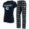 New 🎉 Women's Concepts Sport Navy/Gray Vancouver Canucks Lodge T-Shirt & Pants Sleep Set 💯