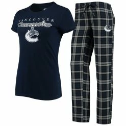 New 🎉 Women's Concepts Sport Navy/Gray Vancouver Canucks Lodge T-Shirt & Pants Sleep Set 💯