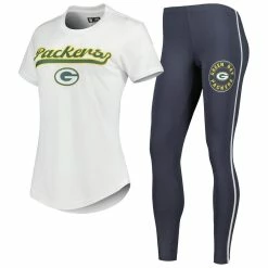 Wholesale π Women's Concepts Sport White/Charcoal Green Bay Packers Sonata T-Shirt & Leggings Sleep Set π