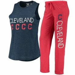 Best deal 🎉 Women's Concepts Sport Red/Navy Cleveland Indians Meter Muscle Tank Top & Pants Sleep Set ✔️
