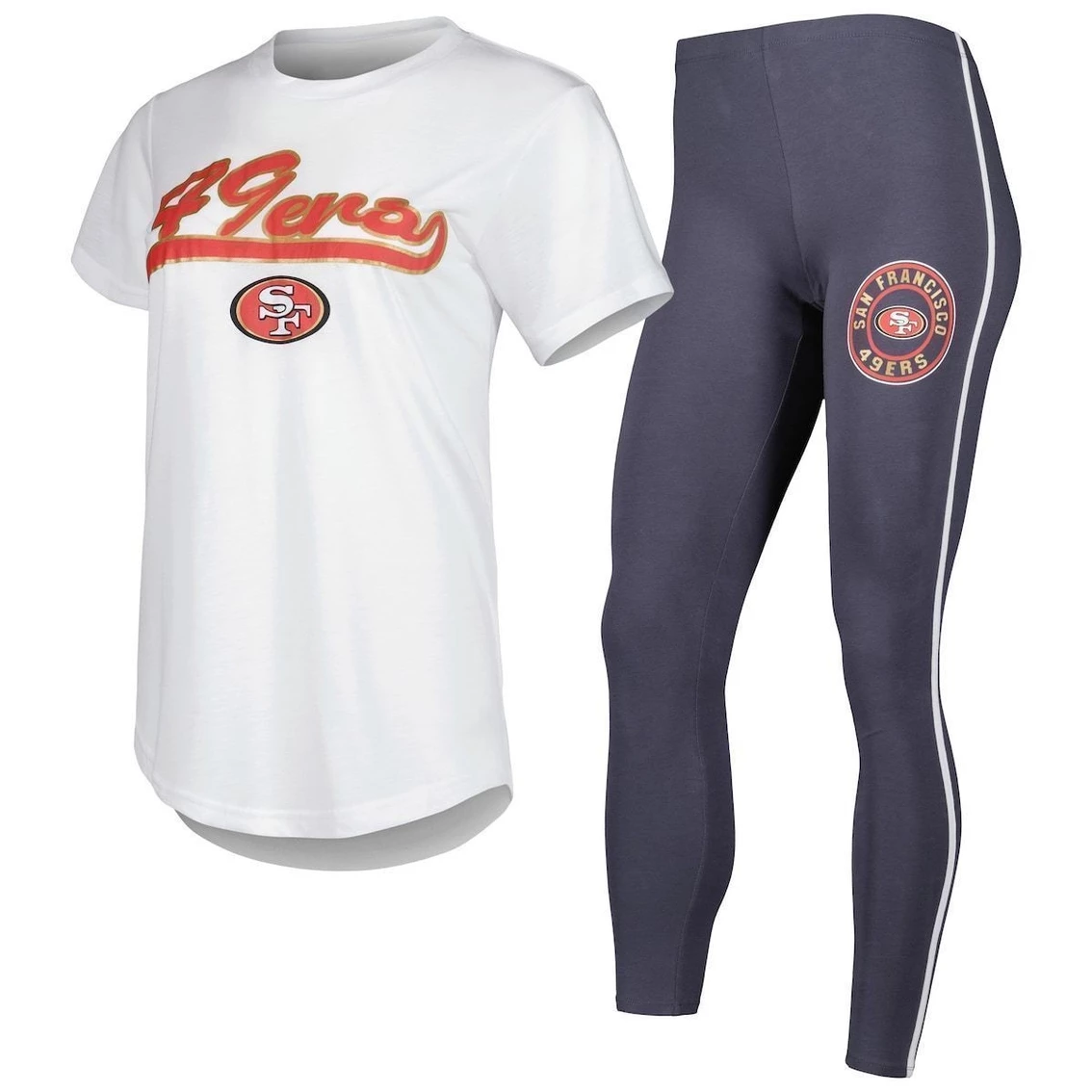 Best Sale β¨ Women's Concepts Sport White/Charcoal San Francisco 49ers Sonata T-Shirt & Leggings Sleep Set π