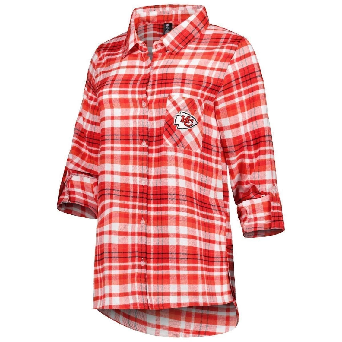 Discount π Women's Concepts Sport Red/Black Kansas City Chiefs Mainstay Flannel Full-Button Long Sleeve Nightshirt π€© - Image 3