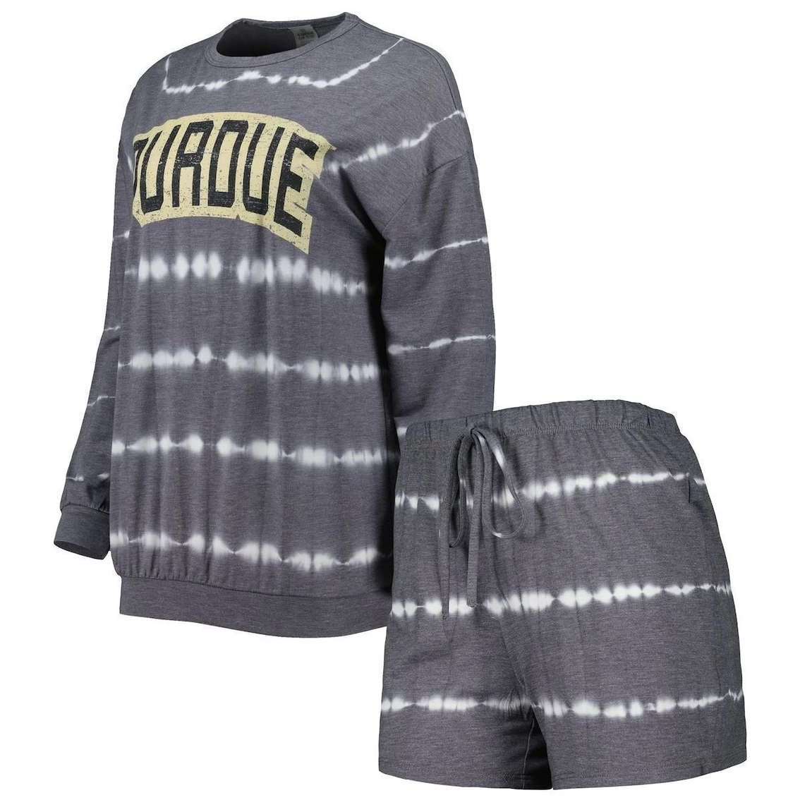 Coupon β¨ Women's Gameday Couture Gray Purdue Boilermakers All About Stripes Tri-Blend Long Sleeve T-Shirt & Shorts Set π - Image 2