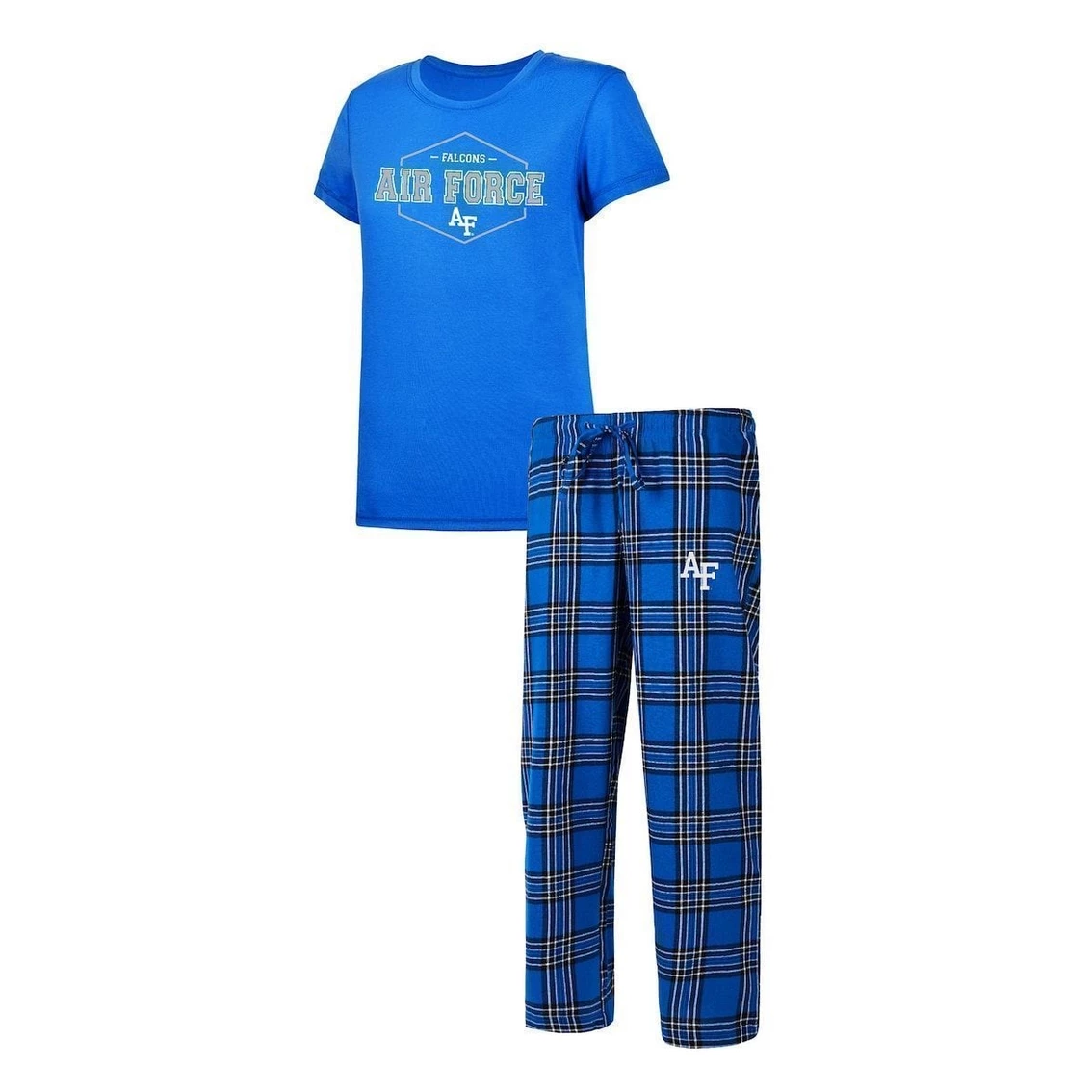 Deals π Women's Concepts Sport Royal/Black Air Force Falcons Badge T-Shirt & Flannel Pants Sleep Set π