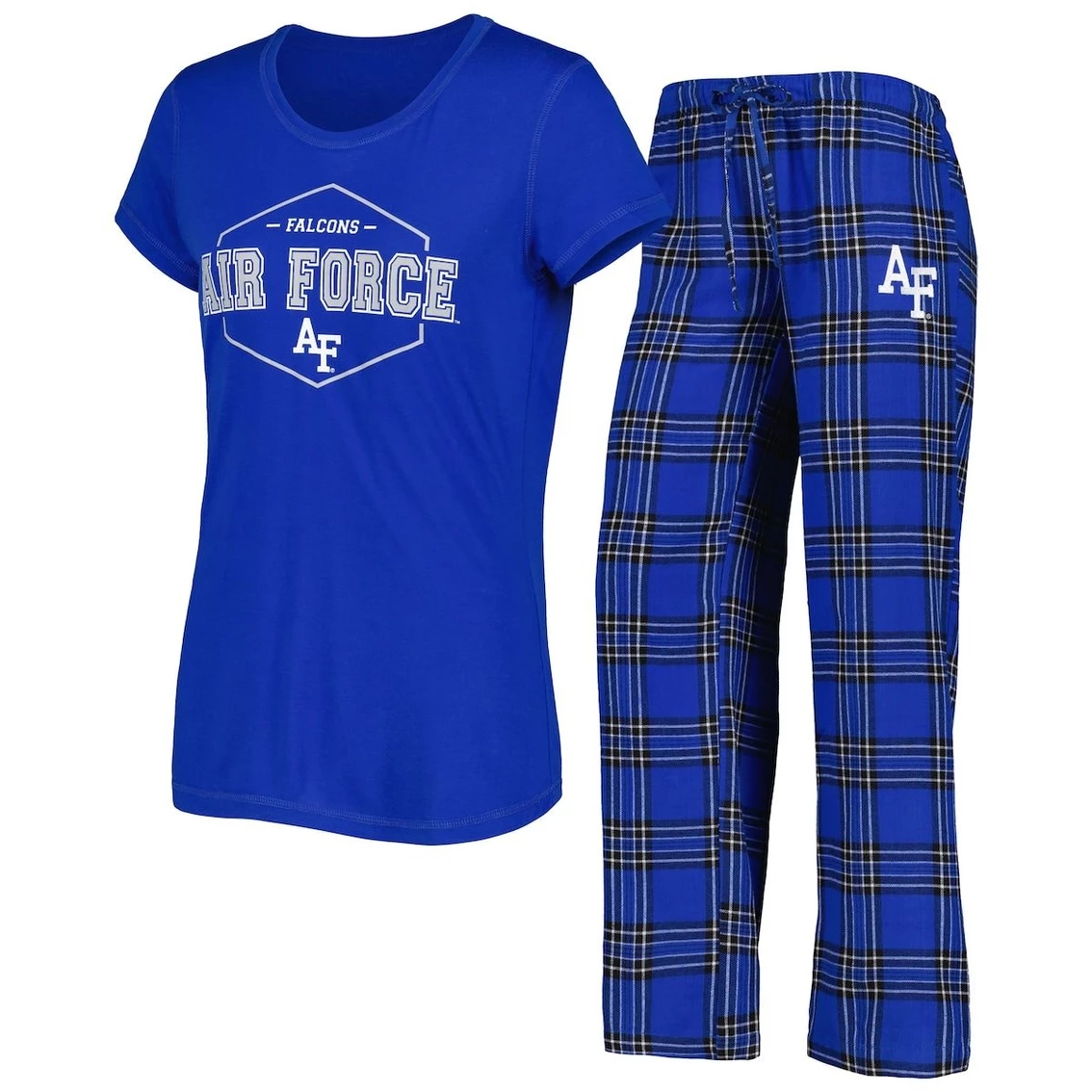 Deals π Women's Concepts Sport Royal/Black Air Force Falcons Badge T-Shirt & Flannel Pants Sleep Set π - Image 2