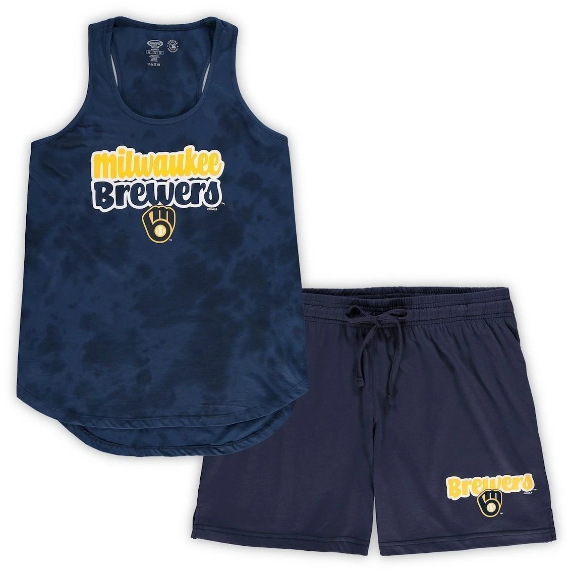 Discount β¨ Women's Concepts Sport Navy Milwaukee Brewers Plus Size Cloud Tank Top & Shorts Sleep Set π