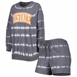Buy 🤩 Women's Gameday Couture Gray Oklahoma State Cowboys All About Stripes Tri-Blend Long Sleeve T-Shirt & Shorts Set 💯