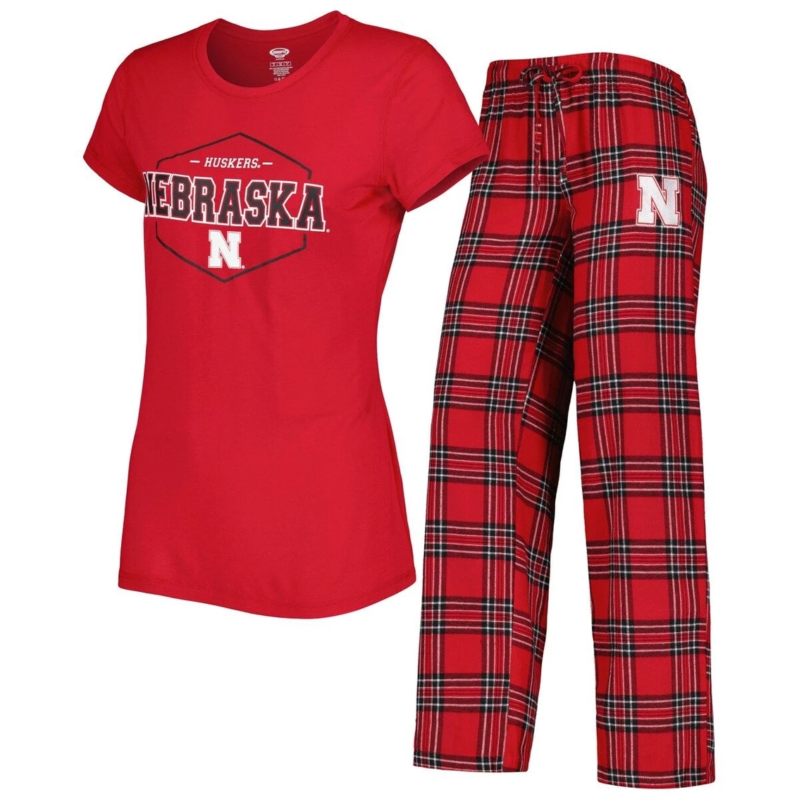Best reviews of π Women's Concepts Sport Scarlet/Black Nebraska Huskers Badge T-Shirt & Flannel Pants Sleep Set π - Image 2