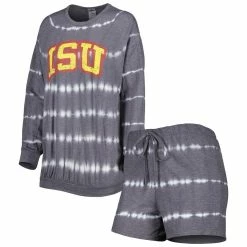 Cheapest 🔥 Women's Gameday Couture Gray Iowa State Cyclones All About Stripes Tri-Blend Long Sleeve T-Shirt & Shorts Set 🔔