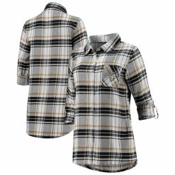 Flash Sale ⌛ Women's Concepts Sport Black/Gold New Orleans Saints Accolade Flannel Long Sleeve Button-Up Nightshirt 🛒