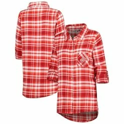 Deals 🔥 Women's Concepts Sport Red Detroit Red Wings Mainstay Flannel Full-Button Long Sleeve Nightshirt ❤️