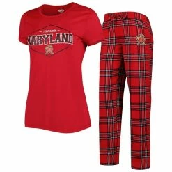 Cheapest 🧨 Women's Concepts Sport Red/Black Maryland Terrapins Badge T-Shirt & Flannel Pants Sleep Set 🥰