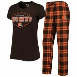 Discount 😀 Women's Concepts Sport Brown/Orange Cleveland Browns Badge T-Shirt & Pants Sleep Set 👏