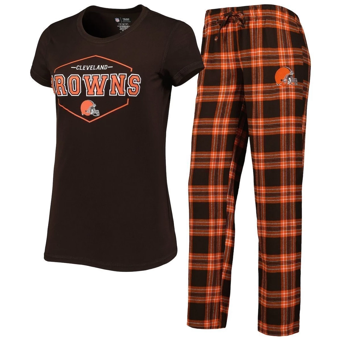 Discount π Women's Concepts Sport Brown/Orange Cleveland Browns Badge T-Shirt & Pants Sleep Set π - Image 2