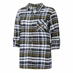 Top 10 😉 Women's Concepts Sport Black Pittsburgh Penguins Mainstay Flannel Full-Button Long Sleeve Nightshirt 👏