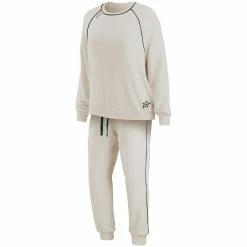 Outlet ✨ Women's WEAR By Erin Andrews Oatmeal Dallas Stars Raglan Pullover Sweatshirt & Pants Lounge Set 😍