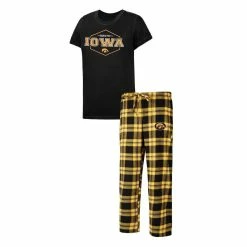 Hot Sale 💯 Women's Concepts Sport Black/Gold Iowa Hawkeyes Badge T-Shirt & Flannel Pants Sleep Set 🎁