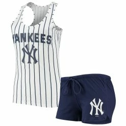 Best deal 🥰 Women's Concepts Sport Navy/White New York Yankees Vigor Racerback Tank Top & Shorts Sleep Set 🎉
