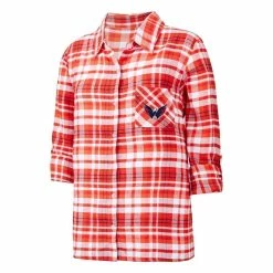Deals 👍 Women's Concepts Sport Red Washington Capitals Mainstay Flannel Full-Button Long Sleeve Nightshirt ⭐