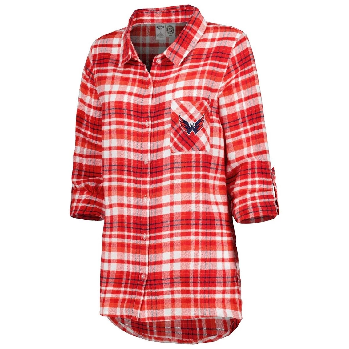 Deals π Women's Concepts Sport Red Washington Capitals Mainstay Flannel Full-Button Long Sleeve Nightshirt β - Image 3