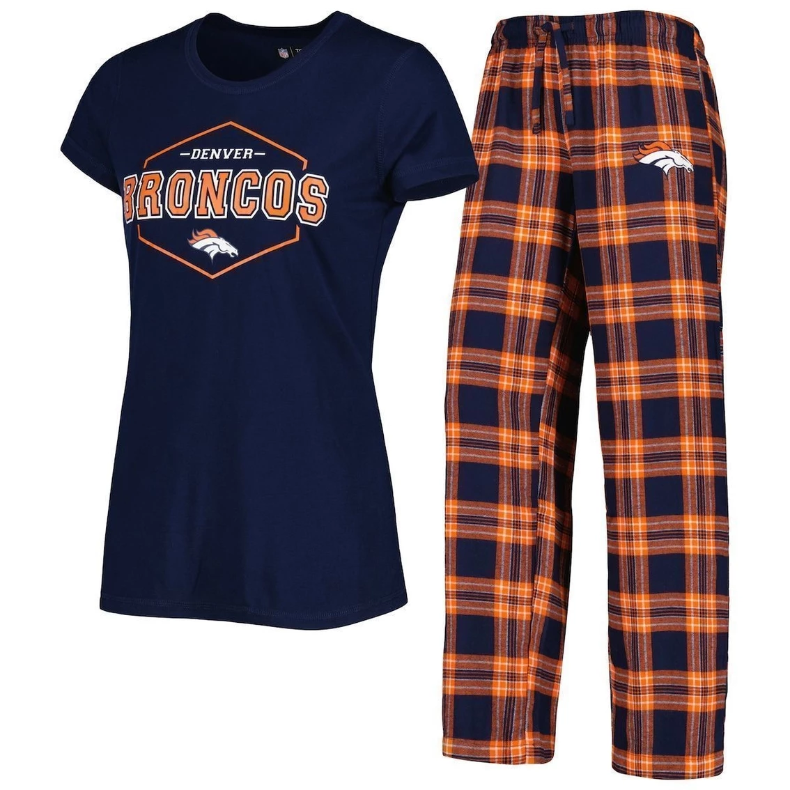 Cheap π Women's Concepts Sport Navy/Orange Denver Broncos Badge T-Shirt & Pants Sleep Set π - Image 2