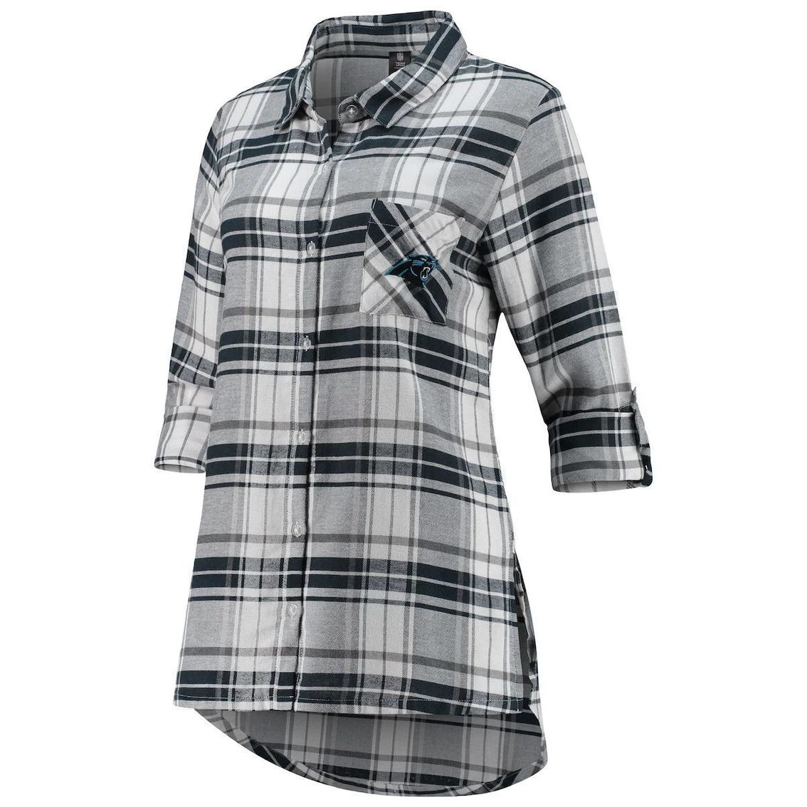 Cheap β€οΈ Women's Concepts Sport Charcoal/Gray Carolina Panthers Accolade Flannel Long Sleeve Button-Up Nightshirt π₯° - Image 3