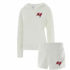 Wholesale π Women's Concepts Sport Cream Tampa Bay Buccaneers Fluffy Hoodie Top & Shorts Set π