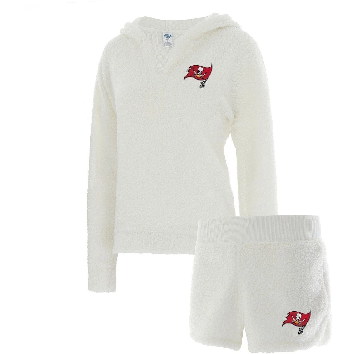 Wholesale π Women's Concepts Sport Cream Tampa Bay Buccaneers Fluffy Hoodie Top & Shorts Set π - Image 2