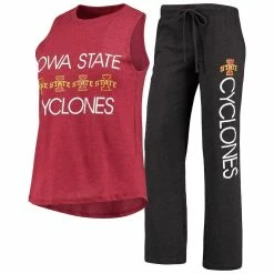 Outlet π Women's Concepts Sport Cardinal/Black Iowa State Cyclones Team Tank Top & Pants Sleep Set π