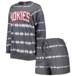 Flash Sale ✔️ Women's Gameday Couture Gray Virginia Tech Hokies All About Stripes Tri-Blend Long Sleeve T-Shirt & Shorts Set 🧨