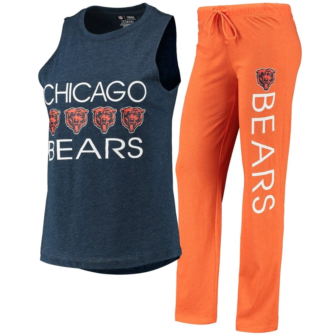 Hot Sale π Women's Concepts Sport Orange/Navy Chicago Bears Muscle Tank Top & Pants Sleep Set π - Image 2