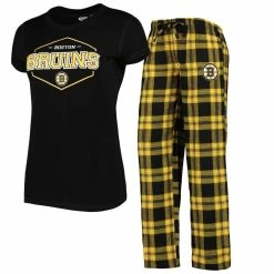 Brand new π Women's Concepts Sport Black/Gold Boston Bruins Badge T-Shirt & Pants Sleep Set π