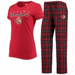 Hot Sale 😍 Women's Concepts Sport Red/Black Ottawa Senators Lodge T-Shirt & Pants Sleep Set ✔️