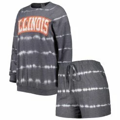 Outlet π₯° Women's Gameday Couture Gray Illinois Fighting Illini All About Stripes Tri-Blend Long Sleeve T-Shirt & Shorts Set β
