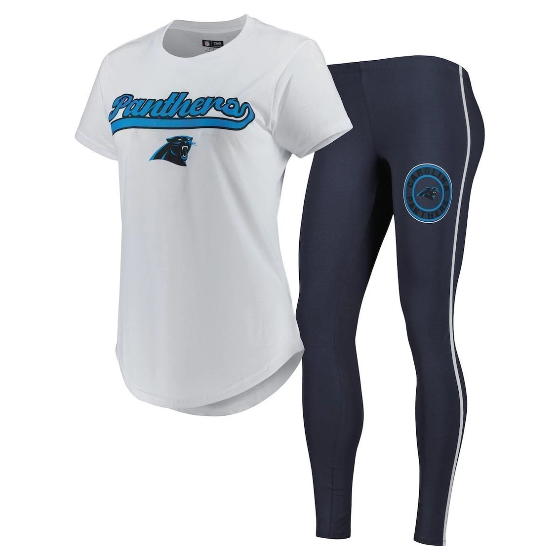 Best Sale π₯° Women's Concepts Sport White/Charcoal Carolina Panthers Sonata T-Shirt & Leggings Sleep Set π€© - Image 2