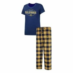 Coupon 👍 Women's Concepts Sport Navy/Gold Cal Bears Badge T-Shirt & Flannel Pants Sleep Set 🎉