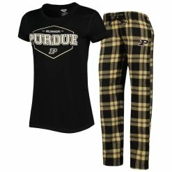 Buy 😀 Women's Concepts Sport Black/Gold Purdue Boilermakers Badge T-Shirt & Flannel Pants Sleep Set 👏