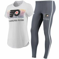 Hot Sale 😍 Women's Concepts Sport White/Charcoal Philadelphia Flyers Sonata T-Shirt & Leggings Set 🛒
