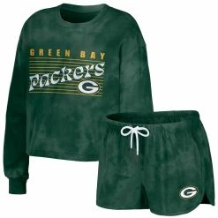 Coupon 🛒 Women's WEAR By Erin Andrews Green Green Bay Packers Tie-Dye Cropped Pullover Sweatshirt & Shorts Lounge Set 🧨
