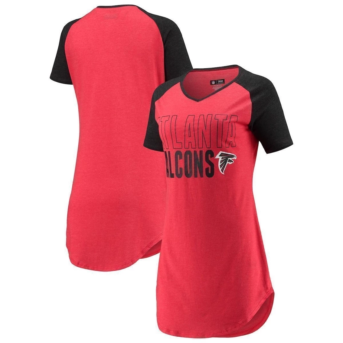 Buy π Women's Concepts Sport Red/Heathered Black Atlanta Falcons Meter Raglan V-Neck Knit Nightshirt β€οΈ