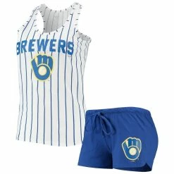 Top 10 💯 Women's Concepts Sport Royal/White Milwaukee Brewers Vigor Racerback Tank Top & Shorts Sleep Set 🥰