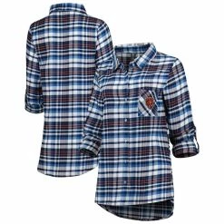Coupon 🎁 Women's Concepts Sport Navy/Orange Chicago Bears Mainstay Flannel Full-Button Long Sleeve Nightshirt 🤩