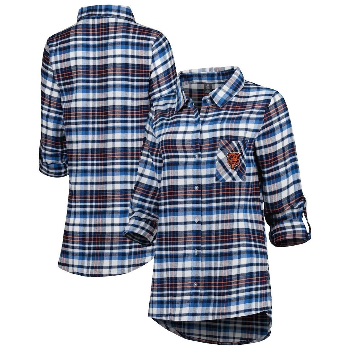 Coupon π Women's Concepts Sport Navy/Orange Chicago Bears Mainstay Flannel Full-Button Long Sleeve Nightshirt π€©