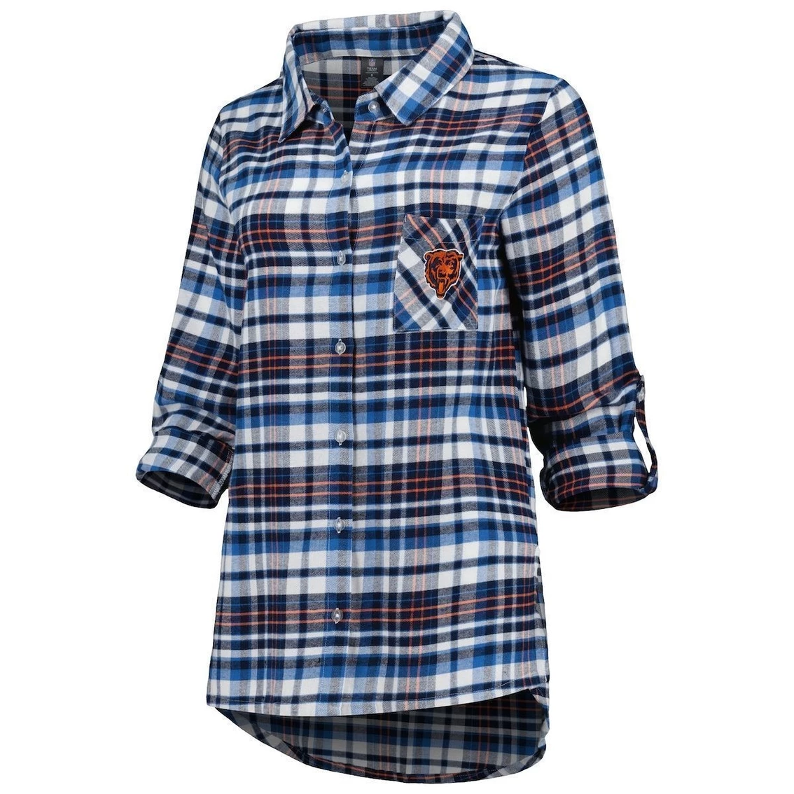 Coupon π Women's Concepts Sport Navy/Orange Chicago Bears Mainstay Flannel Full-Button Long Sleeve Nightshirt π€© - Image 3