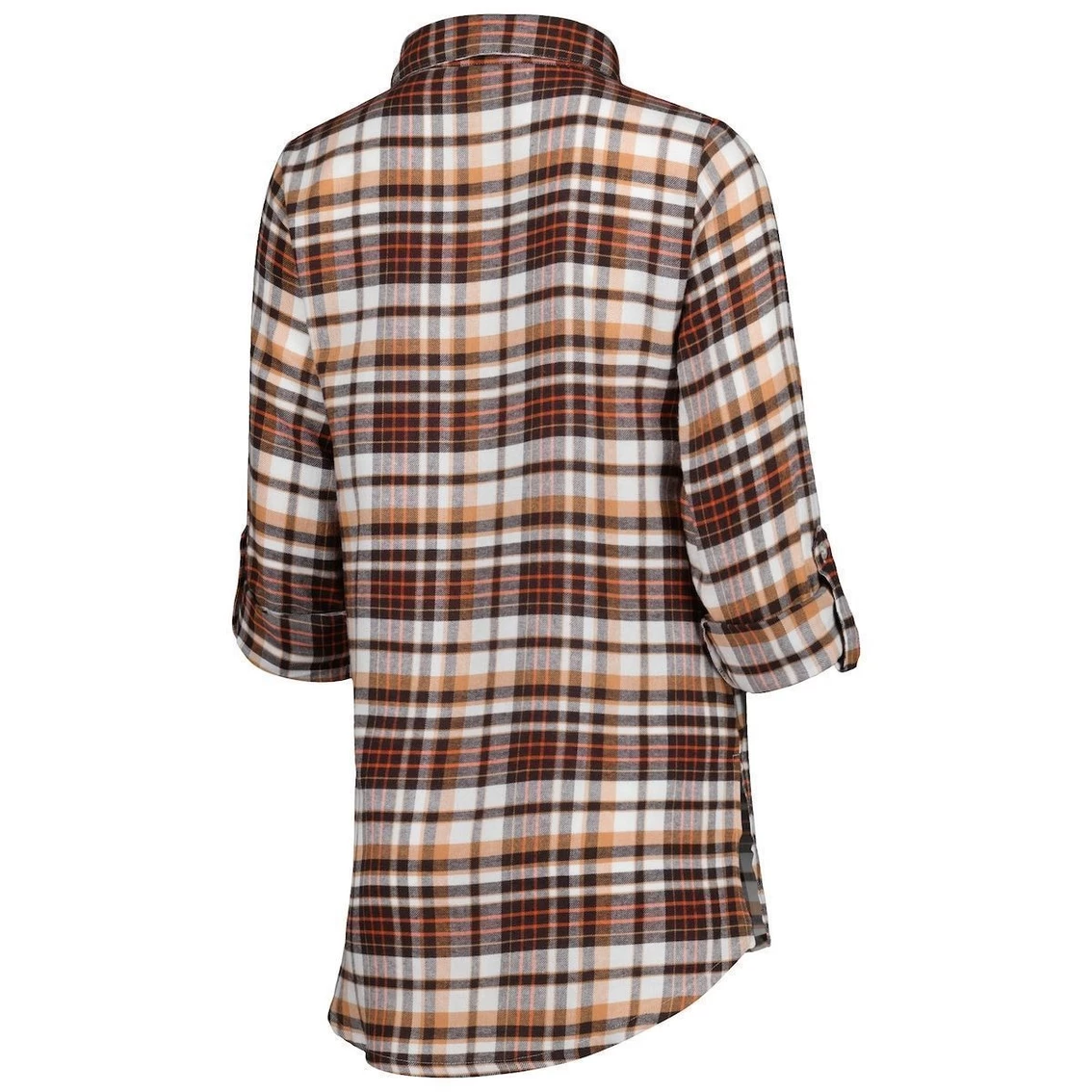 Top 10 π₯ Women's Concepts Sport Brown/Orange Cleveland Browns Mainstay Flannel Full-Button Long Sleeve Nightshirt π - Image 4